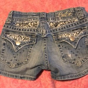 MissMe light blue bejeweled pocket denim short 27